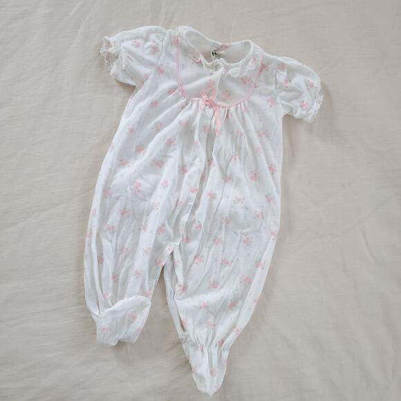 Vintage Floral Footed Pjs 12-18 months - Picture 3 of 7